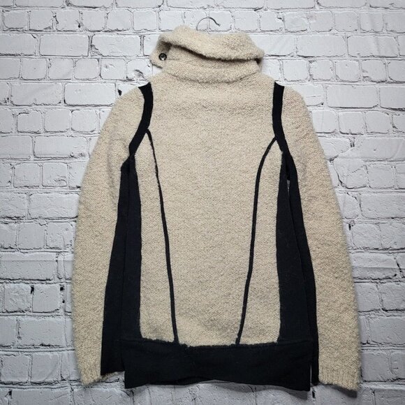 Anthro Sparrow Wool Blend Cream Black Accent Full Zip Jacket Size XS - Picture 10 of 13